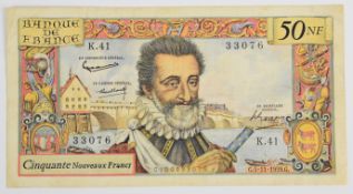 France 1959 50 Nouveaux Francs banknote (Henry IV type)