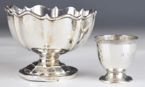 George V hallmarked silver pedestal bowl, Birmingham 1908, maker A & J Zimmerman Ltd, together