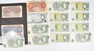Bank of England notes comprising Jo Page £5, one Peppiatt and eleven Jo Page £1 including a