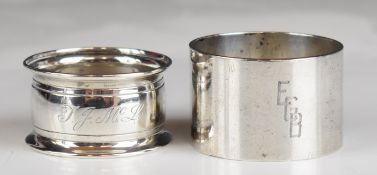 Two hallmarked silver napkin rings including one Scottish, Edinburgh 1944, maker Joseph Leton,