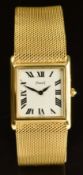 Piaget Tank 18ct gold wristwatch ref. 9284 with black hands and Roman numerals, white dial, sapphire