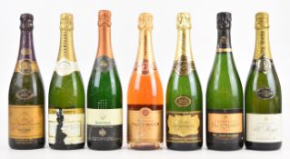 Seven bottles of Champagne and sparkling wines to include Tattinger, Vueve Clicquot Ponsardin and