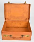 Pigskin leather case with 'G. Morgan Jones, Tetbury, Gloucestershire' embossed to front, W38 x D29 x