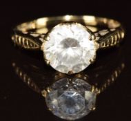 A 14ct gold ring set with a cubic zirconia, 2.7g, size M