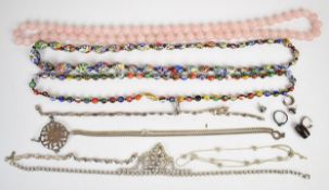 A collection of jewellery including Scottish Caithness silver pendant with glass cabochon to the