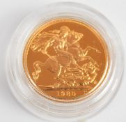 Royal Mint 1980 Queen Elizabeth II proof gold full sovereign, cased