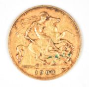 1908 Edward VII gold half sovereign
