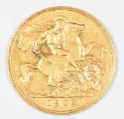 1909 Edward VII gold half sovereign