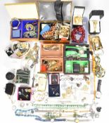 A collection of jewellery including cultured pearl necklace with 9ct gold clasp, silver jewellery