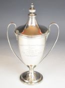 Goldsmiths & Silversmiths Co Ltd George V hallmarked silver covered trophy cup with inscription