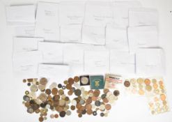 A collection of world coins including British pre-decimal and decimal plus coinage examples from