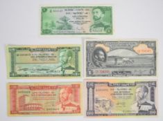 Five Ethiopia 1945-66 banknotes comprising $1 notes of the (undated) 1945 and 1961 issues and $1, $