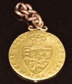 1788 gold guinea on 9ct gold pendant loop, 9.8g