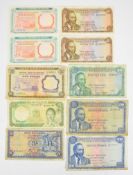Ten banknotes from Nigeria, Kenya, Tanzania and Uganda, including two Nigeria 1968 5 Shillings