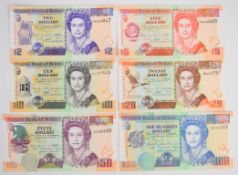 Six Belize 2006-2012 banknotes comprising $2, $5, $10, $20, $50 and $100
