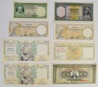 Eight Greece pre-WW2 (1922-1939) banknotes, including 1935 Issue 50, 100 and 1000 Drachmai / Drachma