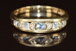 A 9ct gold ring set with sapphires and diamonds, 2.3g, size N