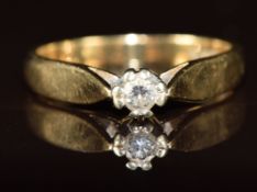 A 9ct gold ring set with a diamond, 2.5g, size L/M