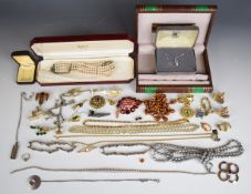 A collection of costume and silver jewellery including vintage brooch, cufflinks, rolled gold