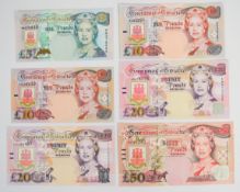 Six Gibraltar 2000-06 banknotes from £5-£50 including a Millennium edition £5, £10 from 2002 and