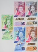Five East Caribbean States 2019 polymer banknotes, $5 to $100