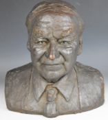 Theresa Gilder resin bronze bust of a gentleman, signed verso, H39cm