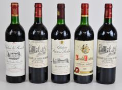 Five bottles of French Bordeaux comprising Chateau La Tour de Mons 1999 and 2000, Chateau Prieuré-