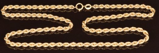 A 9ct gold rope twist necklace, 4.3g, 44cm