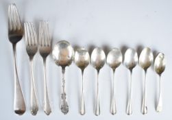 William IV and later hallmarked silver cutlery comprising dinner fork, two dessert forks, jam or