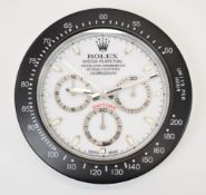 Rolex Oyster Perpetual Cosmograph Daytona dealer's shop display advertising wall clock with black