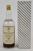 The Macallan 12 Years Old Single Highland Malt Scotch Whisky, 43% vol, 1L, bottle is sealed but