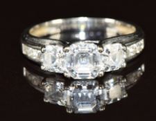 A 14k white gold ring set with cubic zirconia, 3.3g, size P