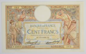 France 1934 100 Franc banknote (Luc-Olivier Merson type)