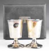 Cased pair of Elizabeth II hallmarked silver goblets, Sheffield 1982, maker Parkin Silversmiths Ltd,