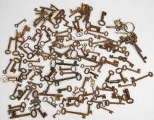 18th / 19thC keys including door keys, cabinet keys and smaller box keys