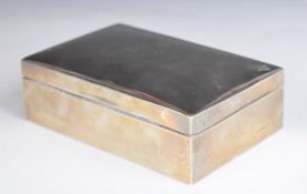Egyptian silver cigarette box of plain form with domed lid, width 14cm