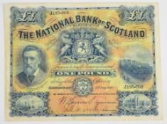 National Bank of Scotland 1916 £1 banknote with one hand signed and one printed signature