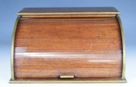 19th / 20thC brass bound tambour fronted stationery box with fitted interior, W35 x D30 x H19cm