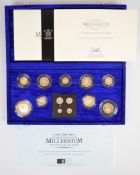 Royal Mint issue millennium silver coins collection in presentation case with certificate of