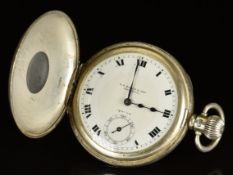 Rolex for G A Baker of Gloucester hallmarked silver keyless winding half hunter pocket watch with