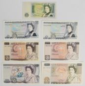 Seven Bank of England D.H.F. Somerset Series D banknotes, including high grade B90 (last prefix) £