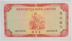 Hong Kong Mercantile Bank 1973 $100 banknote, 1st November 1973