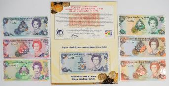 Seven Cayman Islands 2003-06 banknotes comprising $1, $5, $10, $25, $50 and $100 and a 2003