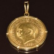 1955 30 pesos gold coin in yellow metal mount, 34.3g