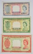 Malaya & British Borneo 1953 $1, $5 and $10 banknotes