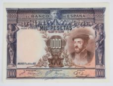 Spain 1925-dated 1000 Pesetas, Republic issue (1936)
