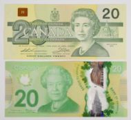 Eight Canada 1967-2015 banknotes including 1986-91 issue $2, $5, $10 and $20, two commemorative
