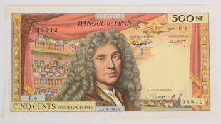 France 1960 500 Nouveaux Francs 'Molière' banknote