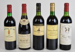 Five vintage Bordeaux red wines comprising Bouchard Père & Fills Beaune Premier Cru 1993, Chateau