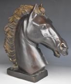 Bronze bust of a horse's head, H42cm